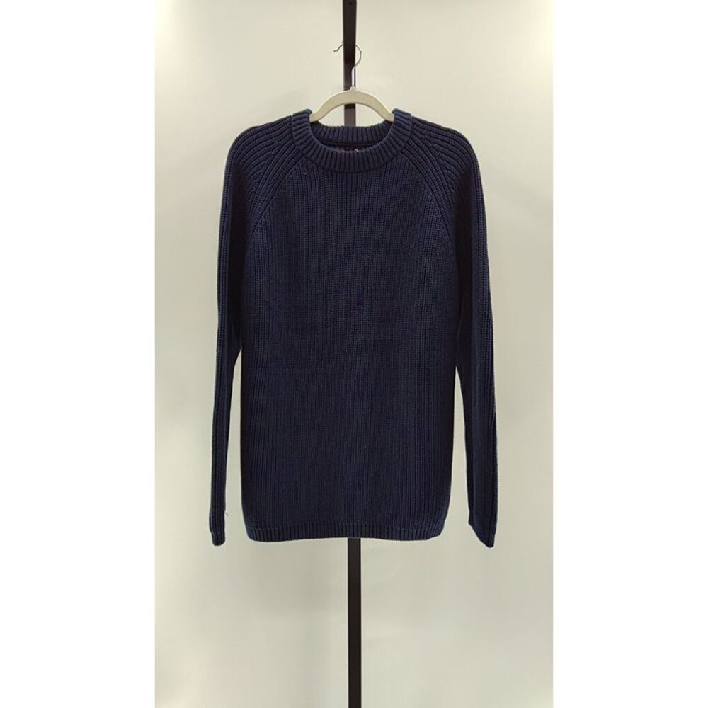 Quince Women 100% Organic Cotton Fisherman Crew Sweater Navy 1X